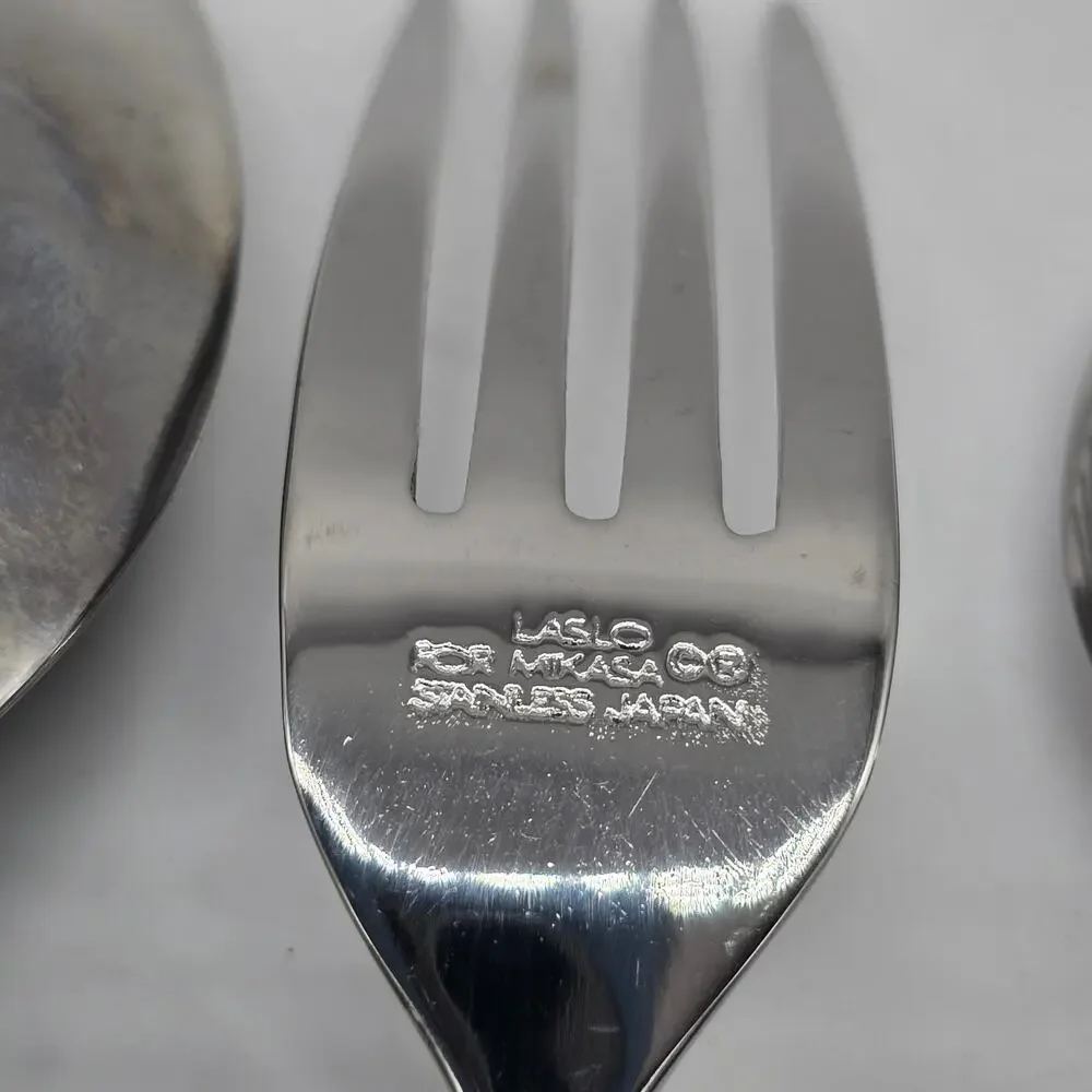 VTG Laslo Mikasa Continental-Navy Gold Stainless Flatware 5 Piece Place Setting